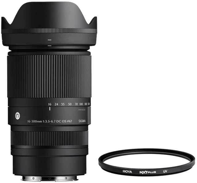 Main image of Sigma 16-300mm f/3.5-6.7 DC OS Contemporary Lens for Sony E, Black, Bundle with 67mm UV Filter