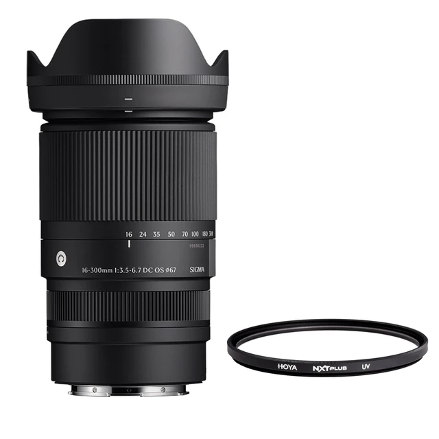 Main image of Sigma 16-300mm f/3.5-6.7 DC OS Contemporary Lens for Fujifilm X, Black Bundle with 67mm UV Filter