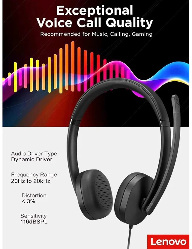 Alt view image 13 of 15 - Lenovo 115 USB-A / USB-C Wired Stereo Headset GXD1R27243