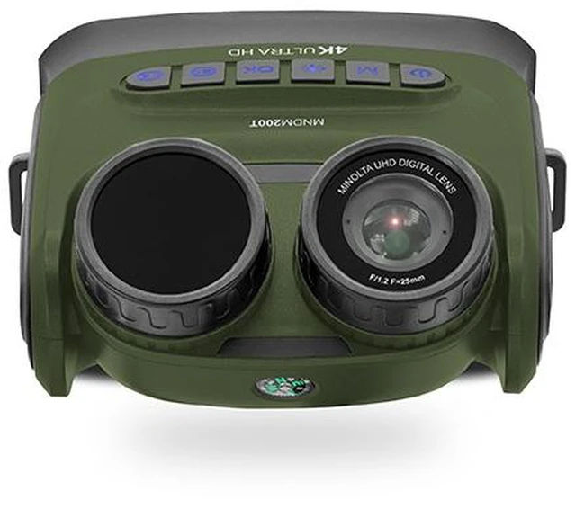 Alt view image 3 of 7 - Minolta MINOLTA MNDM200T 10x25 Digital Night Vision Monocular w/4K UHD Camera and Tilting Lens (Green)