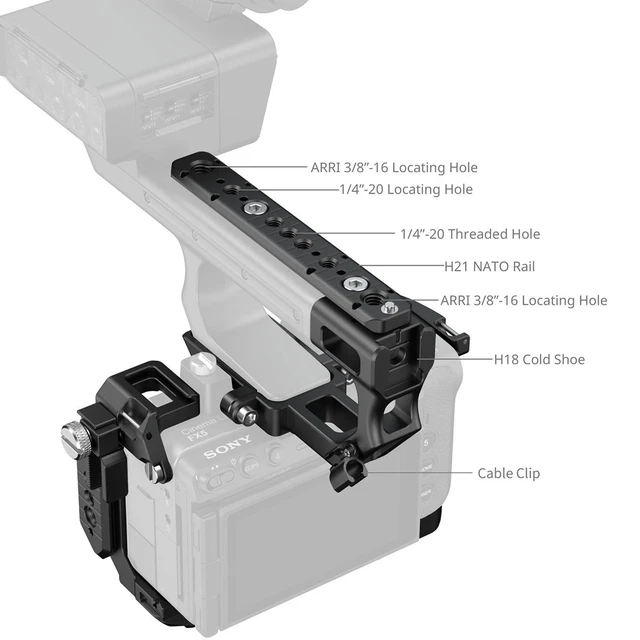 Alt view image 5 of 5 - SmallRig Hawklock Cage Kit with XLR Handle for Sony FX5 Camera