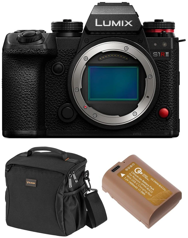 Main image of Panasonic LUMIX S1RII Mirrorless Camera, Bundle with DMW-BLK22U Battery and Shoulder Bag