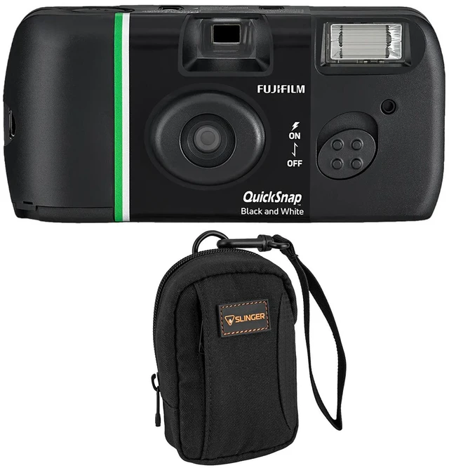 Main image of Fujifilm QuickSnap Black and White 35mm Single-Use Disposable Camera, 27 Exposures, 6-Pack, Bundle with Camera Bag