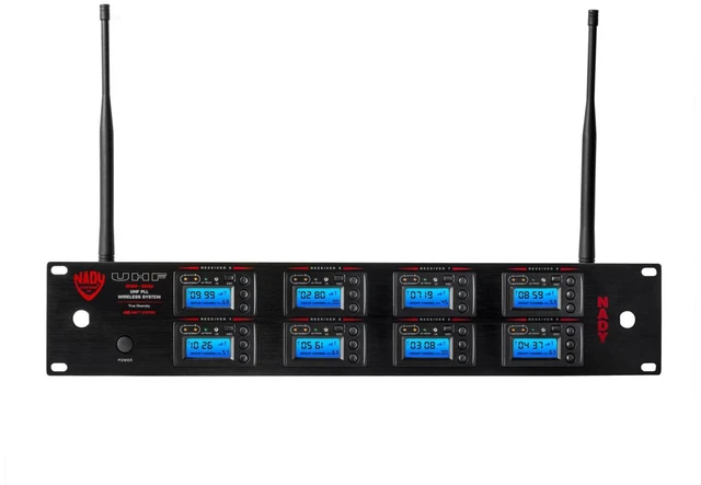 Alt view image 2 of 4 - Nady 8W-1KU 1000-Channel UHF Octo Receiver Wireless System with 8x HM-10 Headworn Microphone, Beige