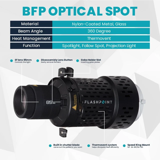 Alt view image 7 of 7 - Flashpoint BFP Optical Spot for Flash With Innovative 360 Rotatable Design, Bowens Mount