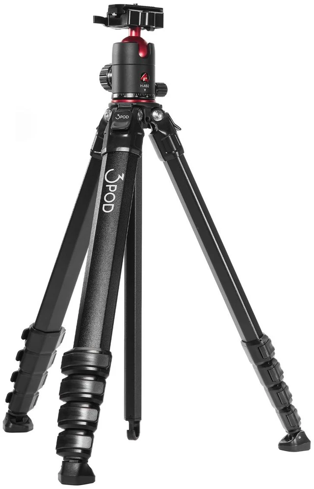 Alt view image 5 of 7 - 3Pod Wander 4-Section Aluminum Travel Tripod with B2 AB Series Ball Head