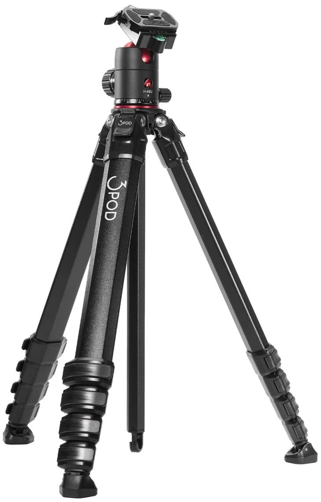 Alt view image 6 of 7 - 3Pod Wander 4-Section Aluminum Travel Tripod with B2 AB Series Ball Head