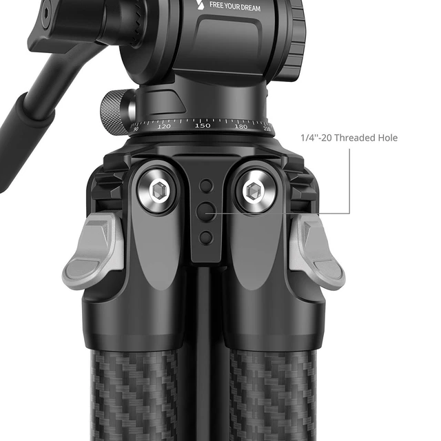 Alt view image 3 of 5 - SmallRig 4-Section Carbon Fiber Portable Travel Tripod with Fluid Head, Black