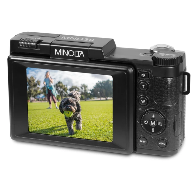 Alt view image 5 of 7 - Minolta MND30 30MP 2.7K QHD 3.0" LCD Screen Digital Camera, Blue, With micro SD Card and Slinger Camera Bag