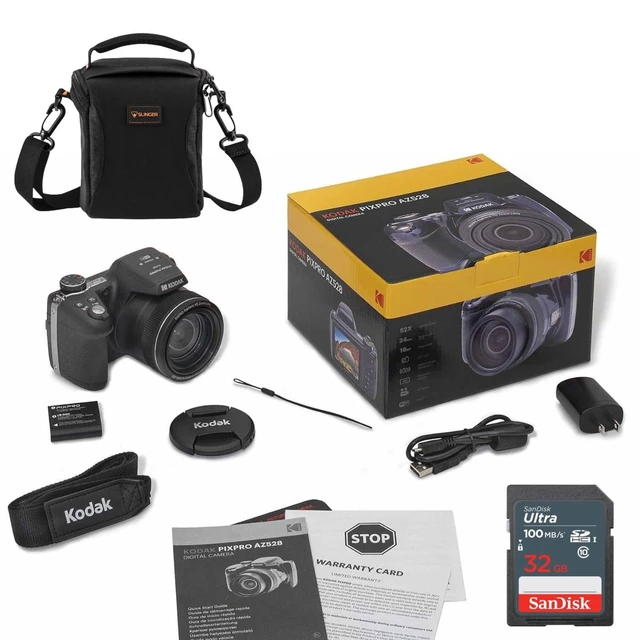Alt view image 7 of 7 - Kodak PIXPRO AZ528 Astro Zoom 16MP Full HD Digital Camera, Black, Bundle with 32GB Memory Card and Camera Bag
