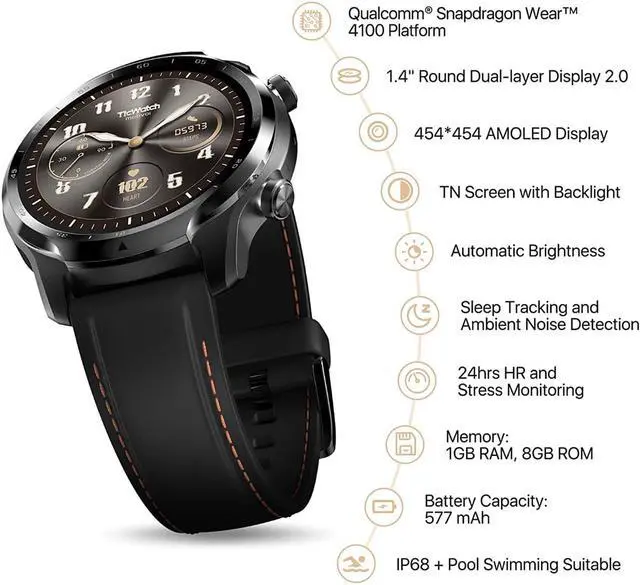 Alt view image 3 of 7 - Mobvoi TicWatch Pro 3 with Built-In GPS, Shadow Black #P1032000300A