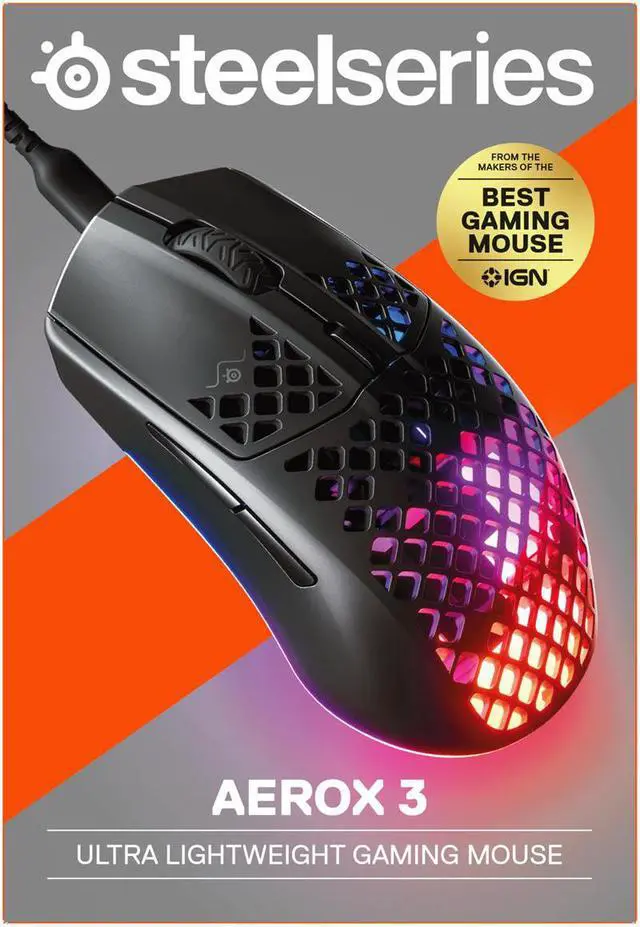 Alt view image 5 of 20 - SteelSeries Aerox 3 8500dpi Wired RGB Gaming Mouse 62599