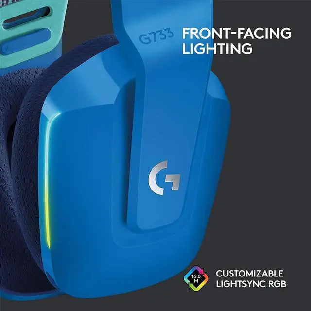 Alt view image 5 of 7 - Logitech G733 LIGHTSPEED Wireless Gaming Headset with suspension headband, LIGHTSYNC RGB, Blue VO!CE mic technology and PRO-G audio drivers - Blue