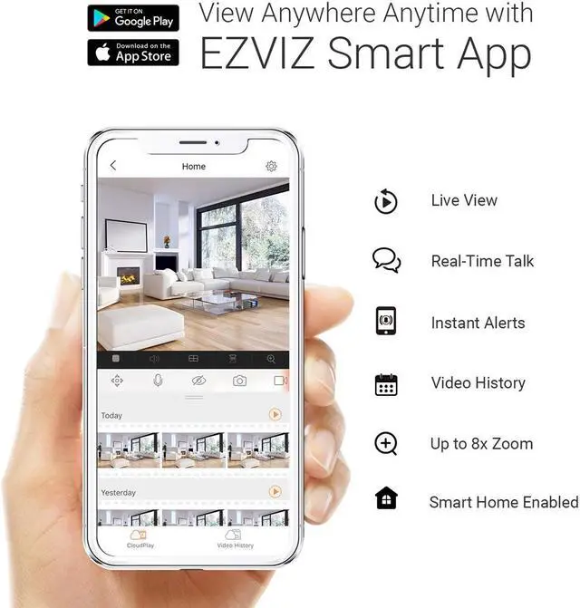 Alt view image 6 of 20 - EZVIZ EZC6W3H4 C6W Smart Wi-Fi 2K HD Indoor Security Camera