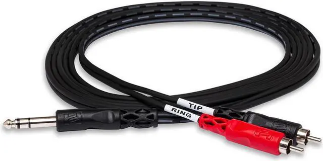 Alt view image 2 of 7 - Hosa Technology 13.2' (4M) Stereo 1/4" Male to Two RCA Male Y-Cable #TRS204