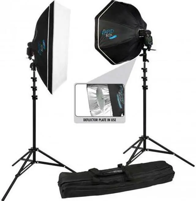 Alt view image 2 of 20 - Westcott Rapid Box 2-Light Kit with Deflector Plate Beauty Dish & Carry Case