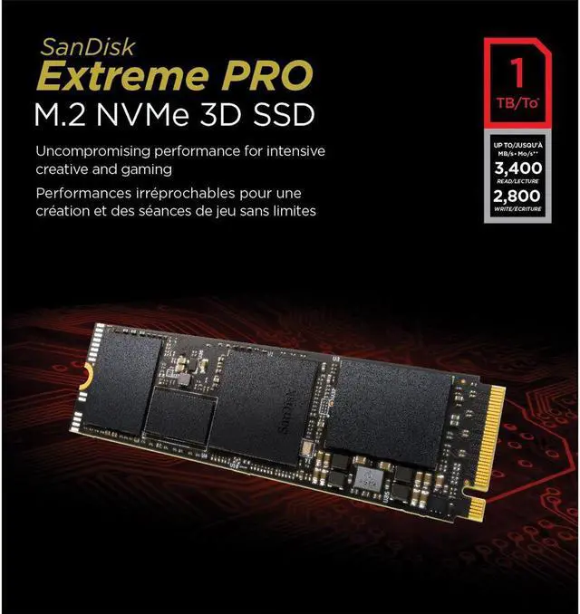 Alt view image 5 of 20 - SanDisk Extreme PRO M.2 PCIe NVMe 3D 1TB Internal Solid State Drive (SDSSDXPM2-1T00-G25)