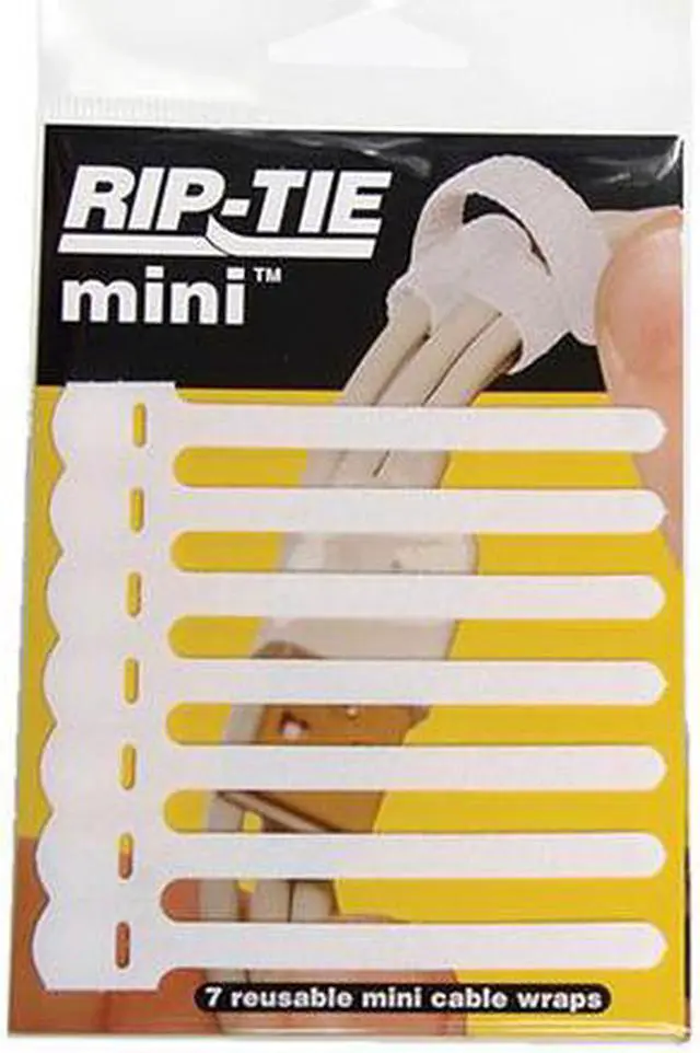 Main image of Rip-Tie 0.25x3.5" Mini CableWraps, 7/Pack, White #Q-35-007-W