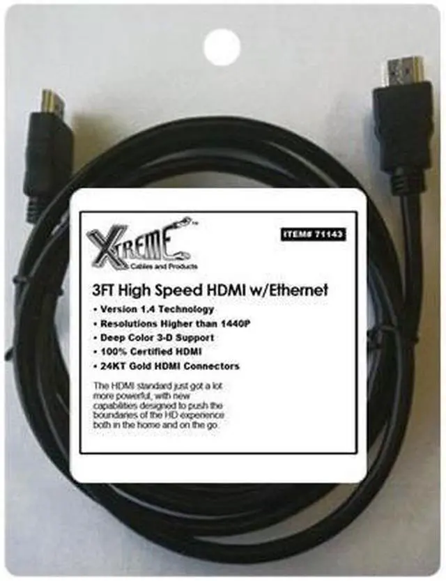 Main image of Xtreme Cables 3 Foot 1.4V HDMI Cable, Up to 4K x 2K Resolution #71143