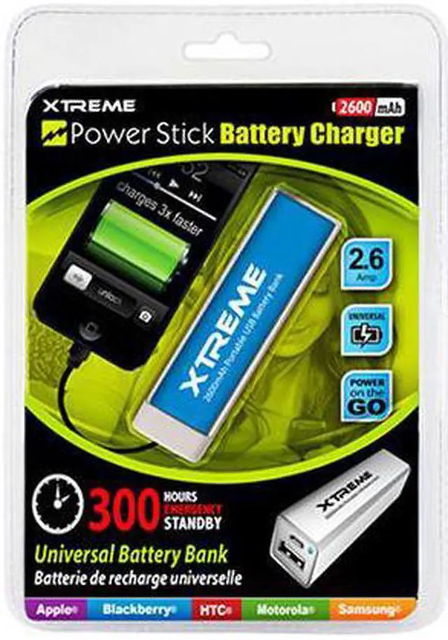 Main image of Xtreme Cables 2600mAh Power Stick Battery Charger, Blue #88262