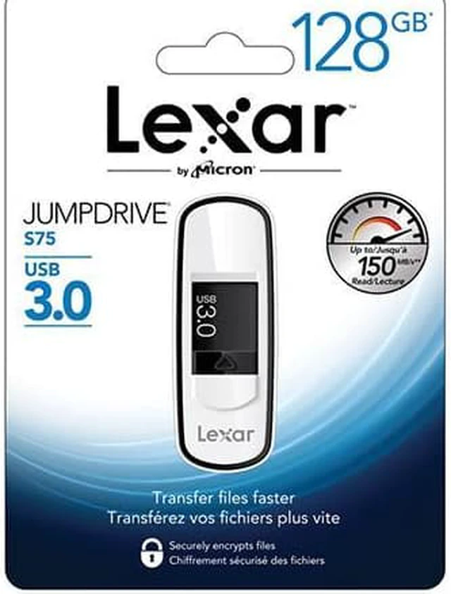 Alt view image 2 of 11 - Lexar JumpDrive S75 128GB USB 3.0 Flash Drive 256bit AES Encryption