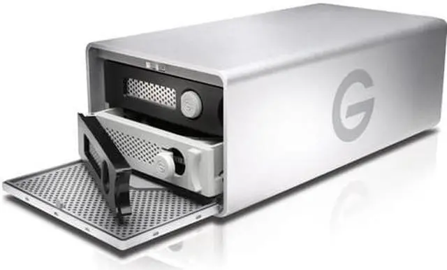Alt view image 2 of 10 - G-Technology G-RAID 8TB USB 3.0 / 2 x Thunderbolt 2 Desktop External Hard Drive 0G04085 Silver