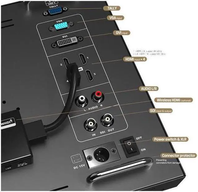 Alt view image 3 of 10 - LILLIPUT BM150-4K 15.6" 4K 3840×2160 Ultra-HD resolution, 1000:1 Contrast Ratio, 25ms Response Time with Carry-on Metal case 3G-SDI, HDMI, VGA, AV input by VIVITEQ