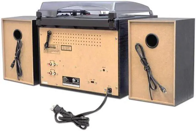 Alt view image 2 of 5 - PyleHome - Retro Vintage Bluetooth Wireless Streaming Turntable & Speaker System with Vinyl to USB Recording, Dual Cassette Decks, CD Player, AM/FM Radio, AUX In, Line Out, USB & SD Card Readers