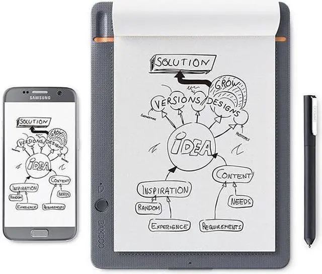 Alt view image 4 of 14 - Wacom Bamboo Slate CDS610S Smartpad A5 (Half Letter Size) / Small Notepad with Digitization Technology incl. Stylus with Ballpoint Pen / Compatible with Android and Apple