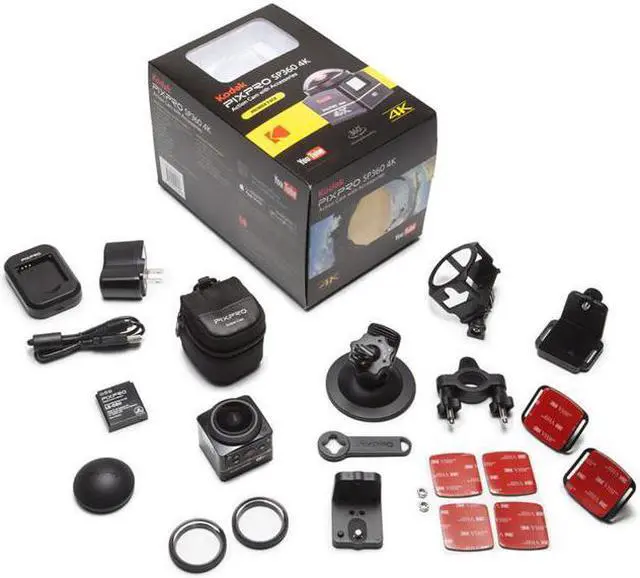 Alt view image 2 of 17 - Kodak PIXPRO SP360 360 Degree VR 4K Action Camera Premier Pack #SP360 4K-BK3