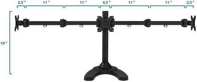 Alt view image 7 of 7 - Mount-It! Triple Monitor Stand | 3 Monitor Stand Mount | Fits 19-24 Inch Computer Screens
