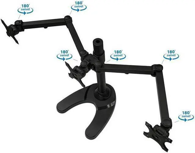 Alt view image 6 of 7 - Mount-It! Triple Monitor Stand | 3 Monitor Stand Mount | Fits 19-24 Inch Computer Screens