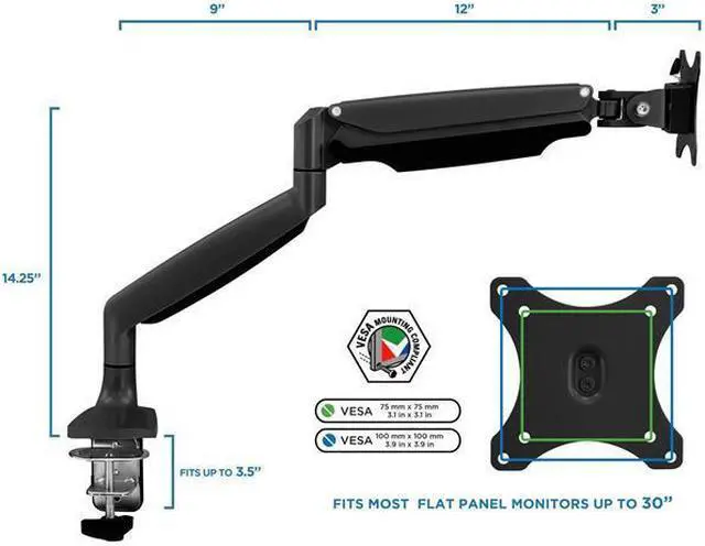 Alt view image 4 of 19 - Mount-It! Height Adjustable Single Monitor Desk Mount Arm for 13"-32" Monitors (MI-1771B) MI-1771-BLACK