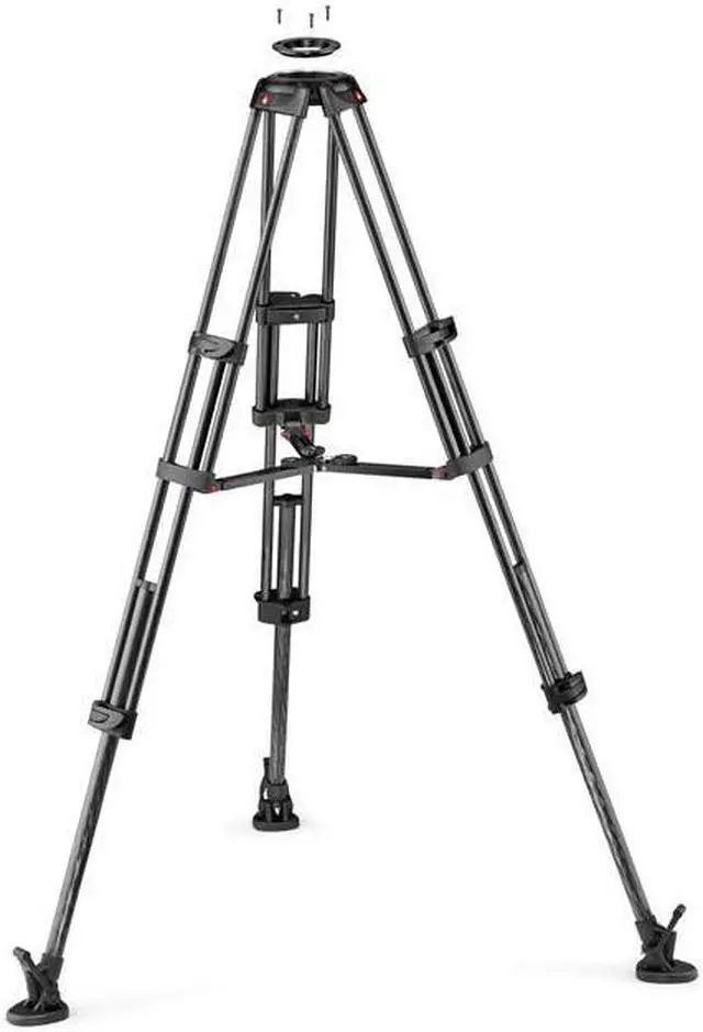 Alt view image 2 of 7 - Manfrotto Carbon Fiber Twin Leg Video Tripod, Mid-Level Spreader, 100/75mm Bowl