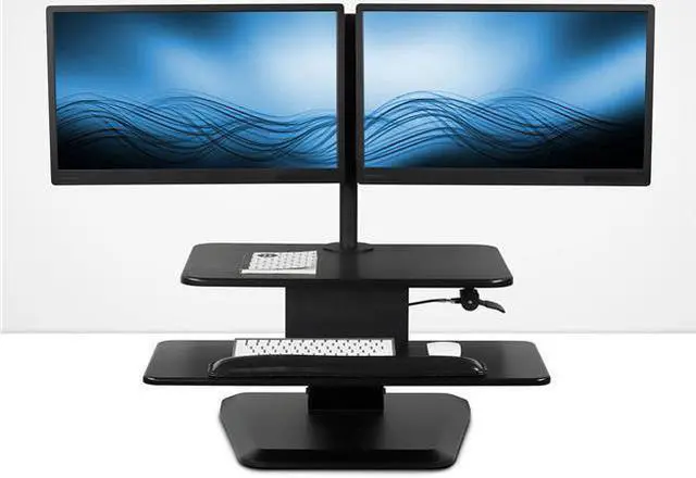 Alt view image 6 of 9 - Mount-It! Standing Desk Converter With Dual Monitor Mount Combo