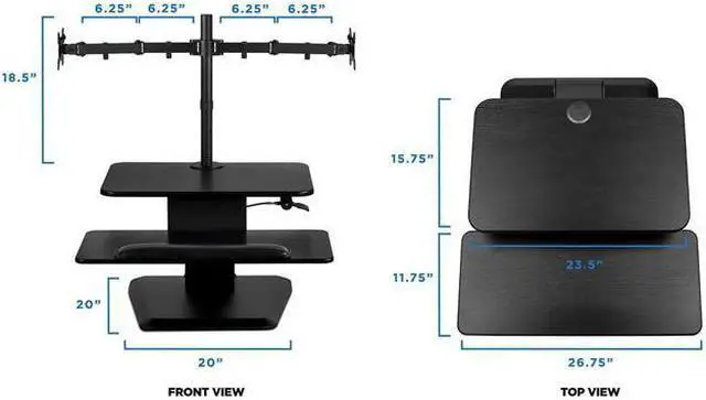 Alt view image 7 of 9 - Mount-It! Standing Desk Converter With Dual Monitor Mount Combo