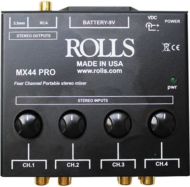 Alt view image 3 of 7 - Rolls MX44 PRO 4 Channel Stereo Mixer