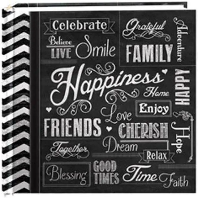 Alt view image 4 of 6 - pioneer photo albums ev-246chlk/h 200-pocket chalkboard printed happiness theme photo album for 4 by 6-inch prints