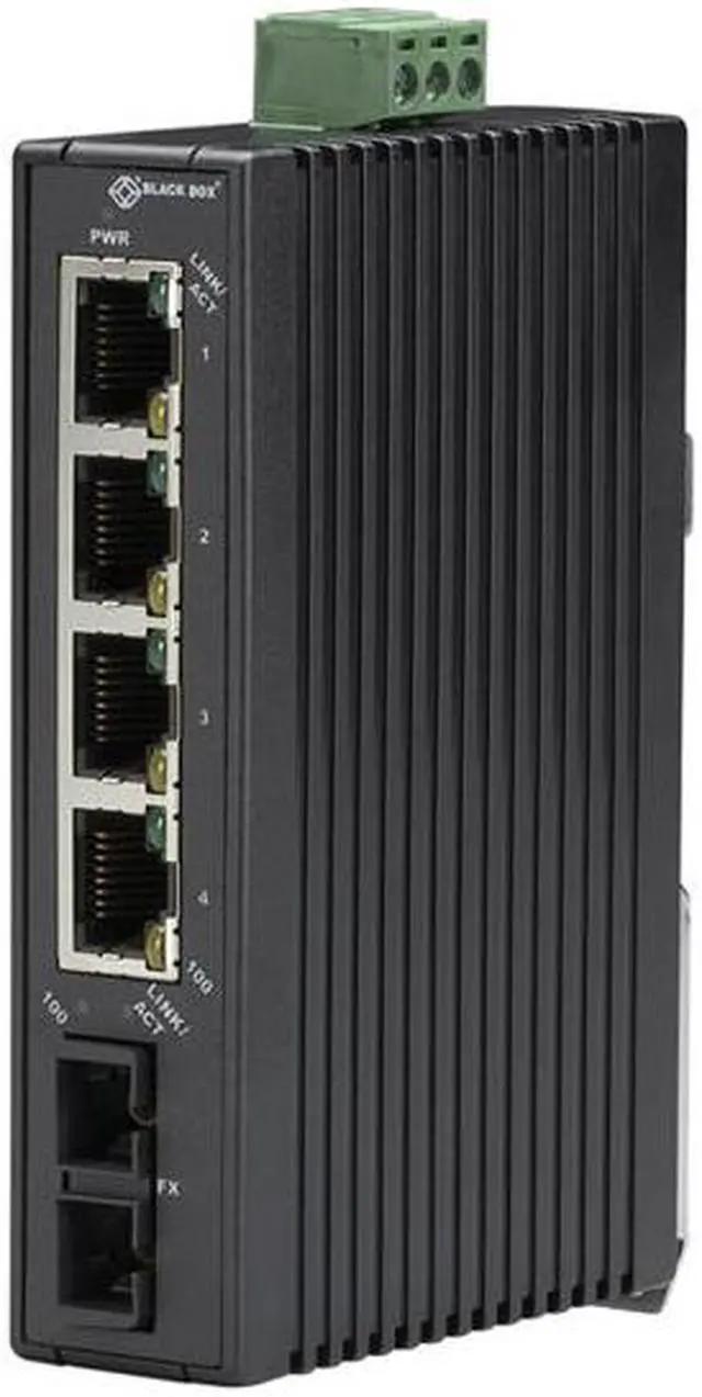 Main image of Hardened Mini Industrial Switch, 5-Port, (4) 10-/100-Mbps Copper + (1) 100-Mbps Fiber, Multimode, SC