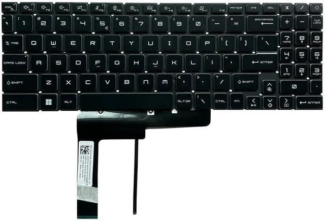 Main image of New US Black English Backlit Laptop Keyboard (Without palmrest) for MSI Pulse GL66 Pulse GL76 MS-1584 Light Backlight