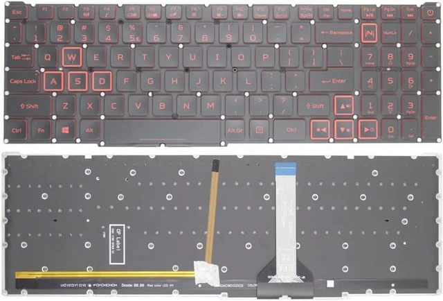Main image of New US Red English Backlit Laptop Keyboard (Without palmrest) for Acer Nitro AN515-46 AN515-58 AN517-42 AN517-55 N22C1 N20C1