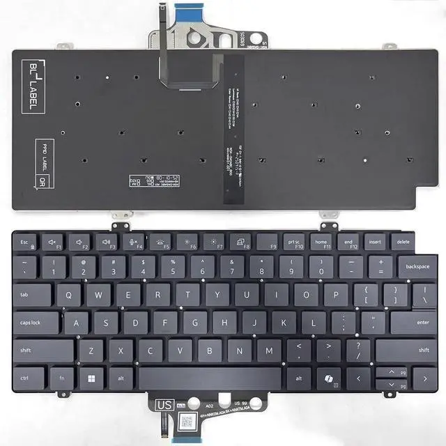Main image of New US Gray English Backlit Laptop Keyboard (Without palmrest) for Dell Pro 14 PC14250 PC14255 P193G