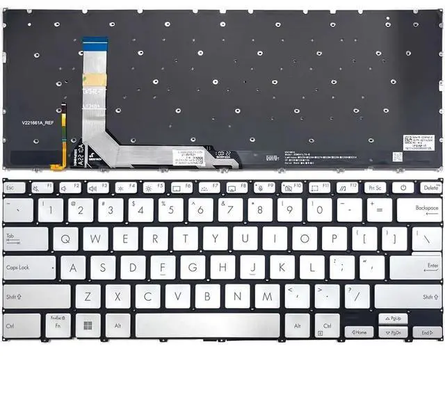 Main image of New US Silver English Backlit Laptop Keyboard (Without palmrest) Replacement for Asus ZenBook 14X UX3404 UX3404V UX3404VA UX3404VC / ZenBook 14 Flip OLED UP3404 UP3404V UP3404VA Light Backlight
