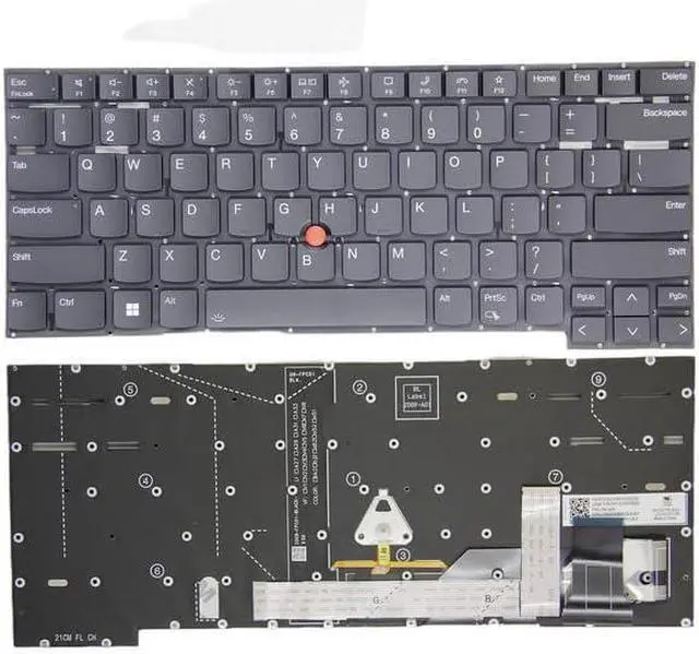 Main image of New US Black English Backlit Laptop Keyboard (Without palmrest) for Lenovo Thinkpad P1 Gen 6 6th Gen Type 21FV 21FW Light Backlight