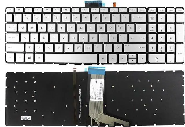 Main image of New US Silver English Backlit Laptop Keyboard (Without palmrest) for HP Envy 17-N 17-N078CA 17-N178CA 17-N153NR 17-N151NR 17-N179NR 17-n175nr