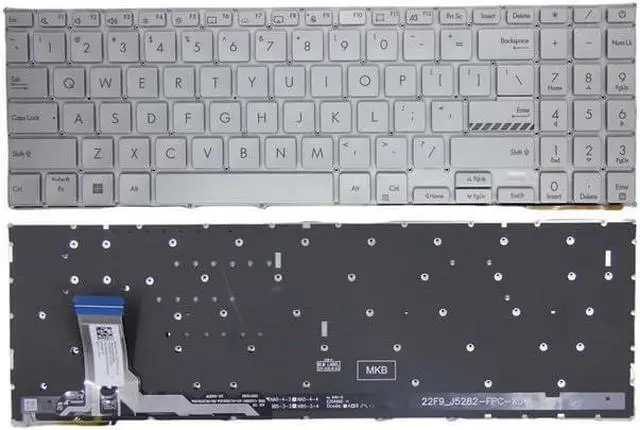 Main image of New US Silver English Backlit Laptop Keyboard (Without palmrest) for Asus VivoBook Go 15 OLED E1504 E1504F E1504FA E1504G E1504GA K3504 K3605 M3504 S3504