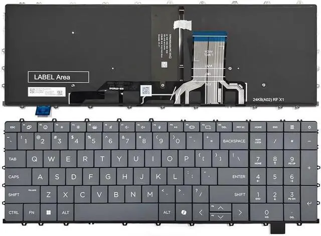 Main image of New US Gray English Backlit Laptop Keyboard (Without palmrest) for HP OmniBook X 17.3 inch 17-DD 17-DC 17-DD0013DX 17-DD0057NR 17-DC0073CL 17-DC0037NR