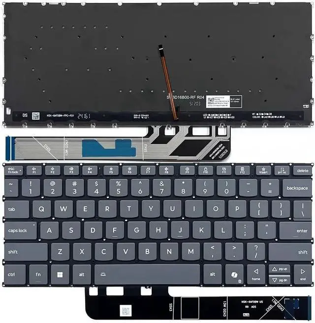 Main image of New US Black English Backlit Laptop Keyboard (Without palmrest) Replacement for Lenovo IdeaPad Slim 5 13ARP10 14AGP11 14AHP11 14IPH11