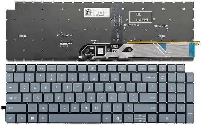 Main image of New US Gray English Backlit Laptop Keyboard (Without palmrest) for Dell 15 DC15250 DC15255 16 DC16250 DC16251