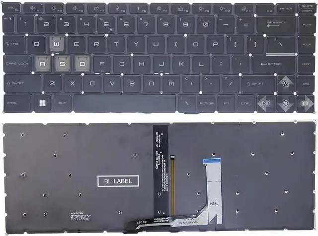 Main image of New US Black English Backlit Laptop Keyboard (Without palmrest) for MSI Thin A15 B7UC B7UCX B7VE B7VF AI B8VF MS-16R8 Light Backlight